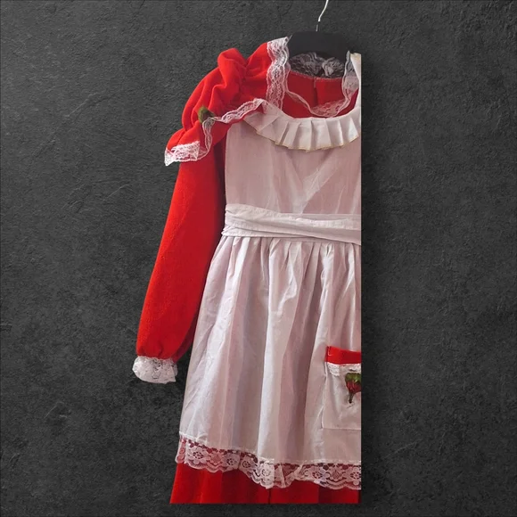 Vintage 1960s 1970s 3 pieces Red Mrs. Clause Christmas Hostess Maxi Dress M/L - Picture 5 of 11